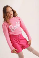 Pink Stylish Leather Short